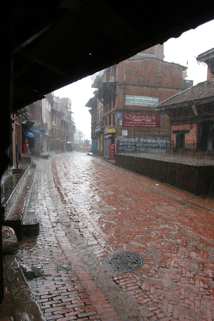 Caught in a hailstorm.