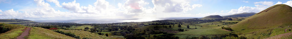 Panorama of Hanga Roa, from the topknot (pukao) quarry at Puna Pau