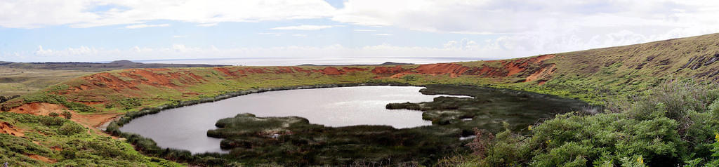 Crater lake at Rano Raraku