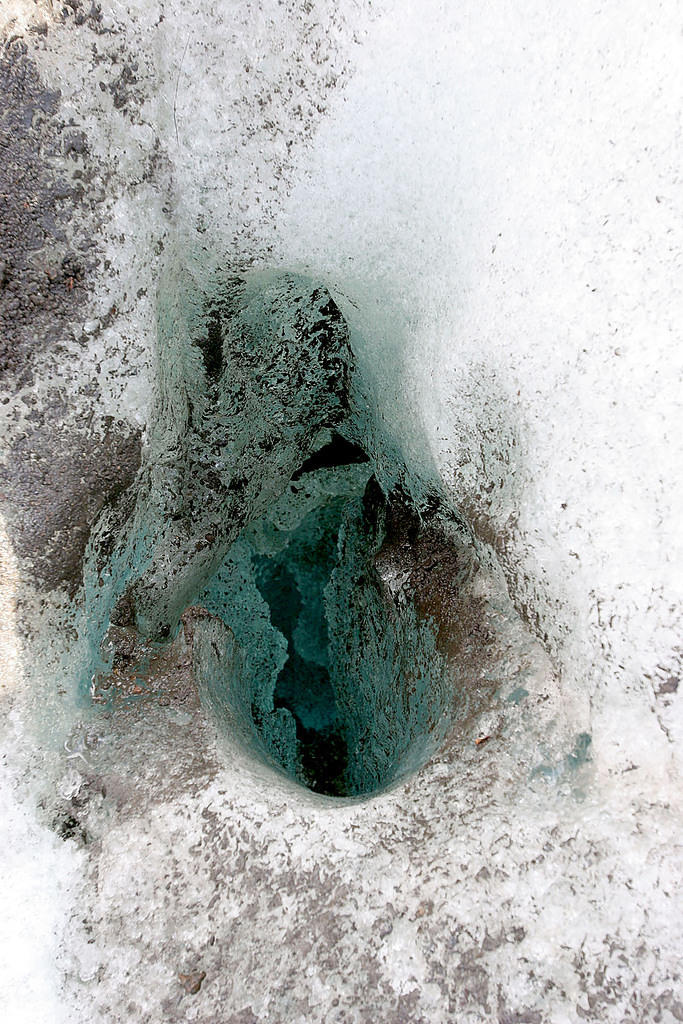 A hole in the ice on our glacier walk