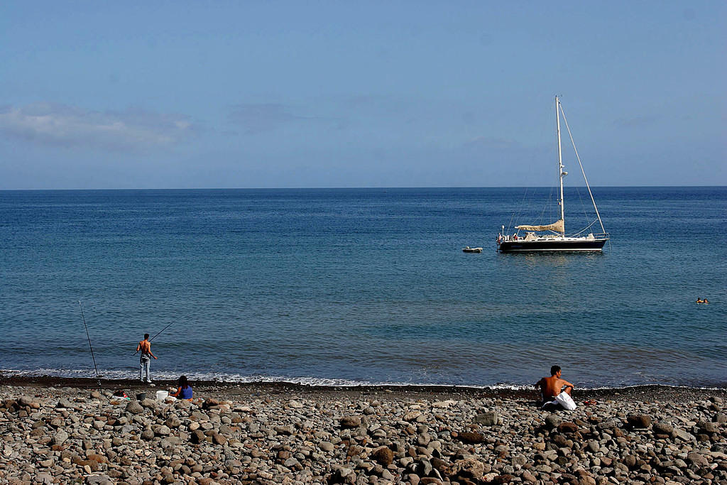 Black sand beach near Funchal harbor