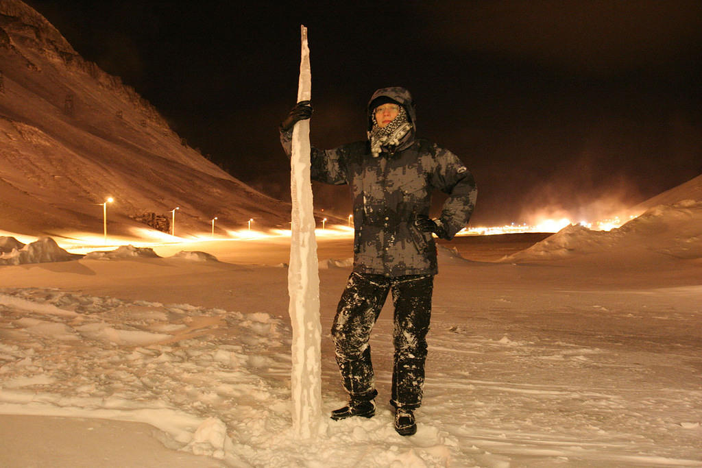 A big icicle we pulled off The House.