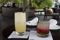 Piña colada and berry capirinha