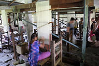 Tibetan rug weaving.