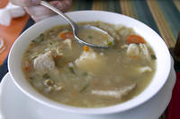 Lambie (conch) soup at Deyna's in Grenada.