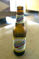 Medalla light, in Puerto Rico.  Never saw Medalla regular.