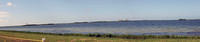 The causeway where we viewed the launch.  The shuttle is a dot roughly in the middle, between two grassy islands.