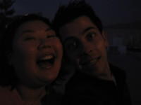 Koren & Blake on a rooftop...drinking wine with chemists. hey, what could be more hilarious?